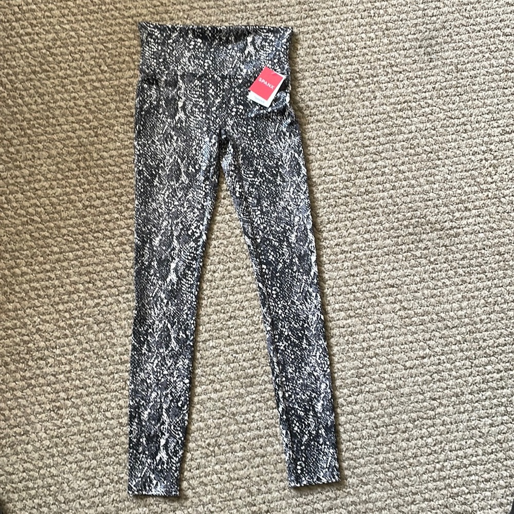 Spanx faux leather snake shine leggings